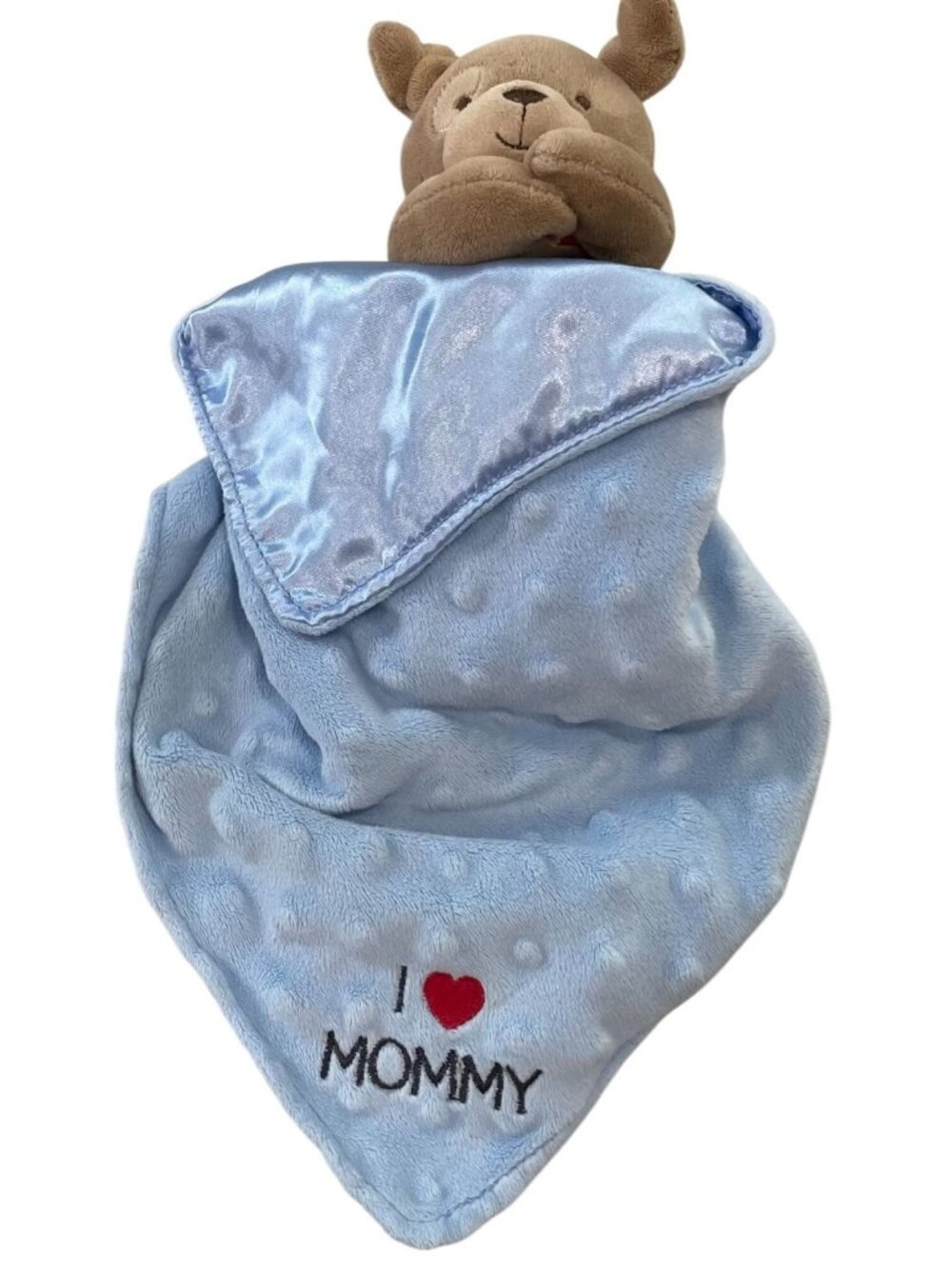 Child of Mine Blue Puppy Dog I Heart Mommy Lovey Baby Security Blanket Carters